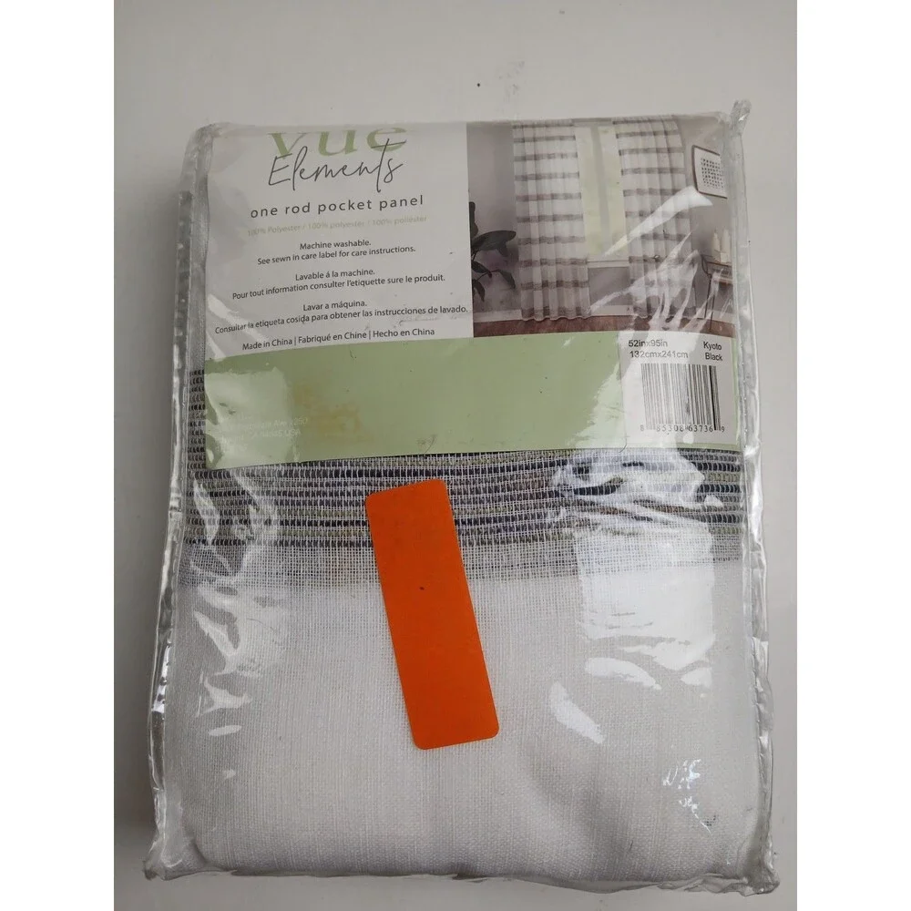 NEW Vue Elements 52 x 95 Grommet single curtain panel ''Kyoto Blackt' #CT120